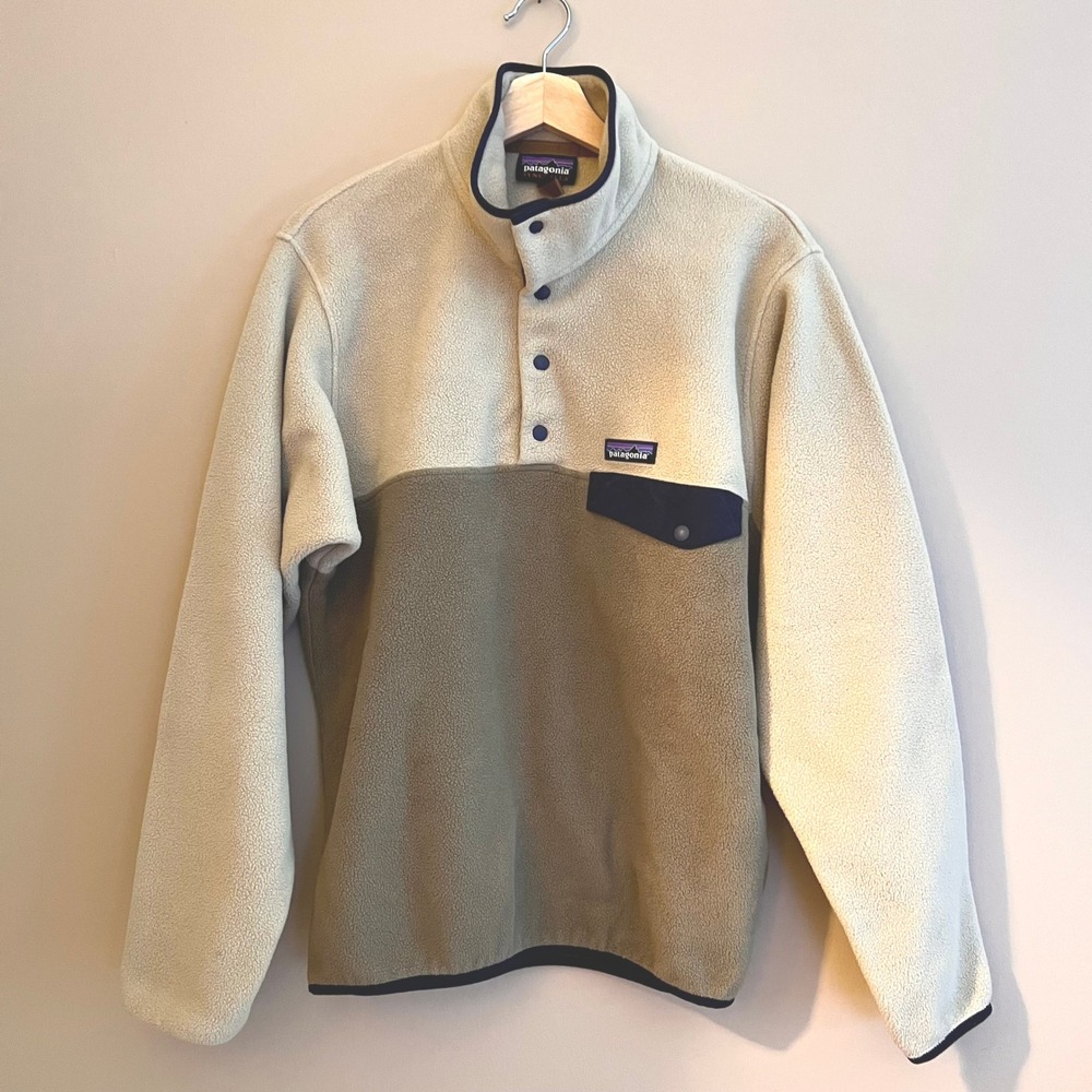 Patagonia Synchilla Lightweight Snap-T Fleece Pullover Tan Khaki Mens Small